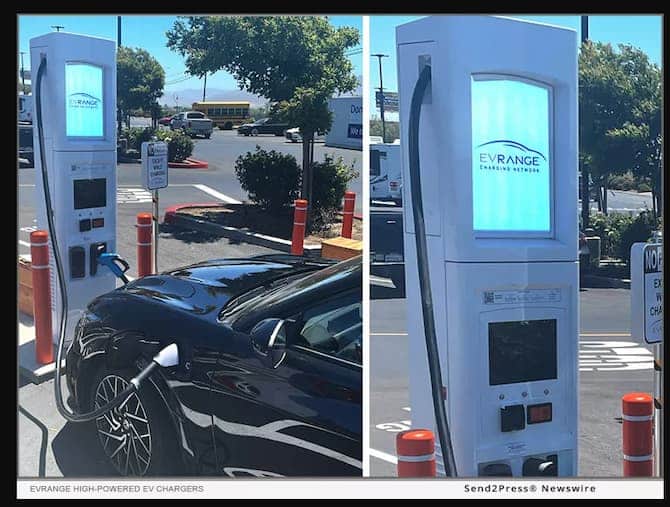 EV Range launch of fast chargers for electric vehicles in California.